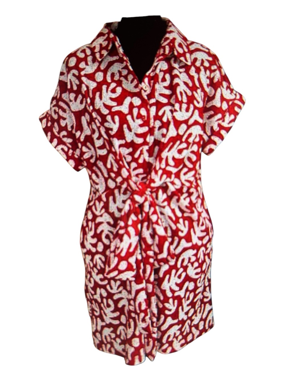 Esmara Red and White Patterned Tie-Front Mini Dress